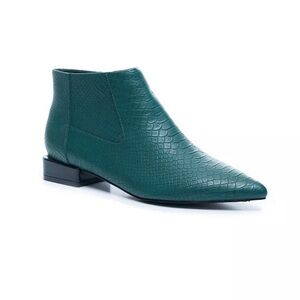 VHNY Pointed Toe Leather Flat Ankle Boots